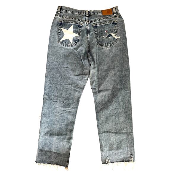 Tommy Hilfiger Patchwork Star Distressed Jeans | Size 8 | Vintage Y2K Deni - Picture 4 of 9